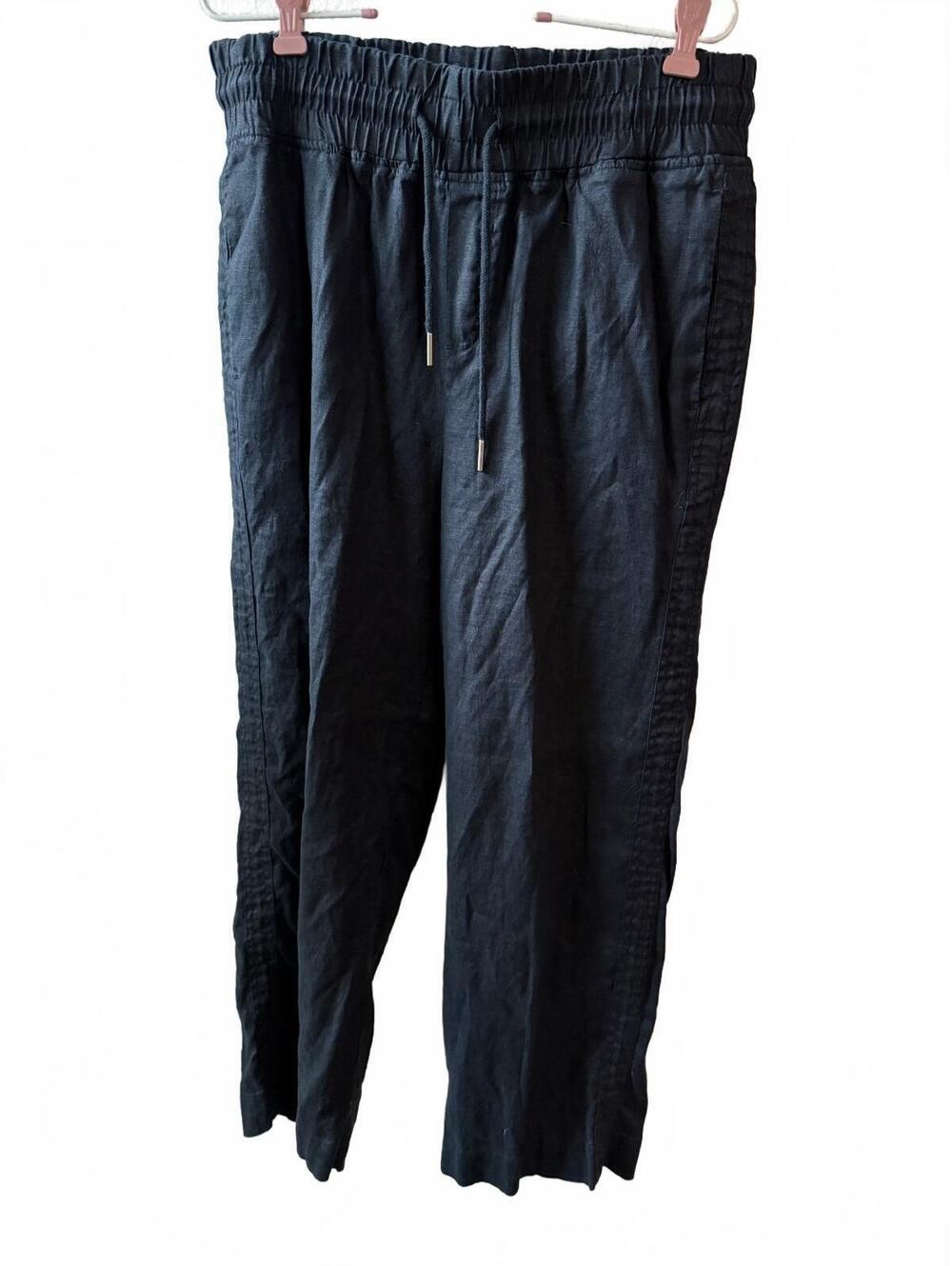 Quince Black Linen Drawstring Pants Size L